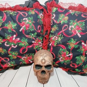 Set of 2 vintage handmade Christmas throw pillows